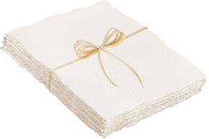 WSICSE 25 Sheet Watercolour Paper, 300 GSM Handmade 4 x 6 inch Deckled Edge White Textured Paper for Watercolors, Wedding Invitations, Cards, Crafts