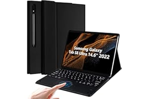 KBCASE Backlit Keyboard Case with Touchpad for Samsung Galaxy Tab S8 Ultra 14.6 Inch 2022 (SM-X900/X906), Auto Sleep/Wake Cover Case With Detachable Bluetooth Wireless Keyboard, 7 Color Backlit