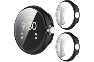 GIOPUEY [2 PACK] Case Compatible with Google Pixel Watch/Watch 2 2023, Soft TPU, Shock Resistant, Google Pixel Watch/Watch 2 2023 Cover - BLACK+BLACK