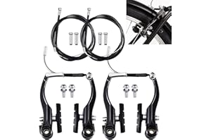 CERIOLL Freno V-Brake Para Bicicleta, Juego De Frenos Bicicleta Universal, Frenos V-Brake Para Bicicletas, Incluye 2 Cable De Freno De Bicicleta, 4 Tapas Finales, Para La Mayoría De Bicicletas De Montaña