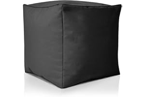 ‎GREEN BEAN Green Bean Outdor Pouf-Hocker 40x40x40cm mit EPS-Perlen Füllung - Erweiterung & Addon für Sitzsäcke: Fußhocker Fußkissen - Bodenkissen Kinder & Erwachsene - Fußablage Sitzkissen Schwarz