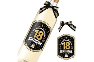 SEUNKIEER 18. Geburtstags-Flaschenetikett; Happy Birthday Etikett für Sekt- & Weinflaschen selbstklebend; Geburtstags-Geschenk für Männer & Frauen (11,5 x 8,5 cm)-Weinflaschenaufkleber-Alles Gute zum Geburtstag