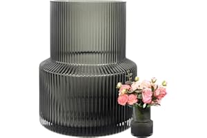 Runprism Ins Moderne Glas Vasen, Vase Deko, Handmade Vasen, Vase Aesthetic, Blumenvase Modern, Glasvase Gross, Blumenvase für Zuhause, Büro, Ideales Regal (Schwarz)