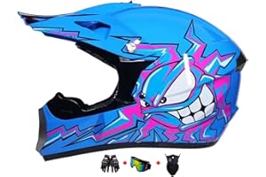MOHELMHUI Motocross Fullface MTB Helm Kinder, ABS-Schale, Kinder Motocross Helm, Dirt Bike Helm, Herren ATV Motorradhelm MX Enduro, Motorradhelm Motorrad Downhill Helm, Mit Handschuhe Maske Brille