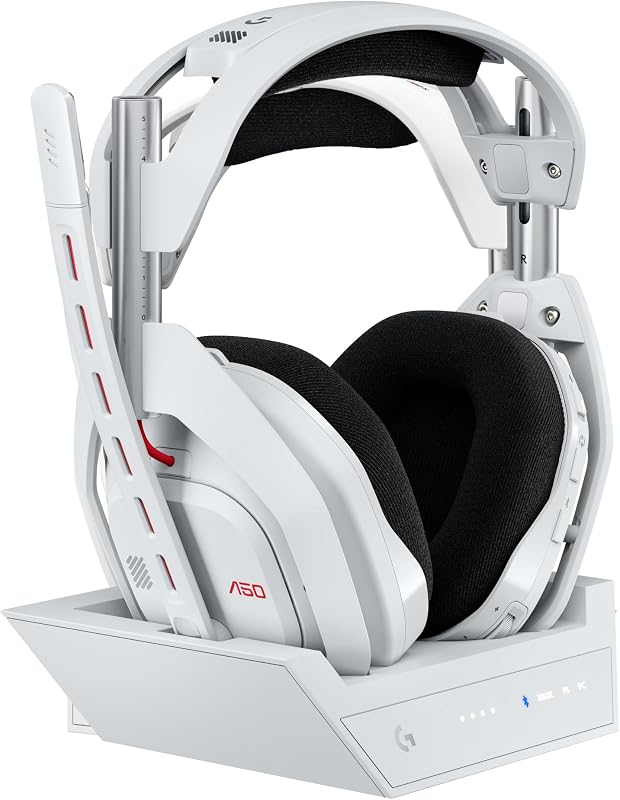 Logitech G Astro A50 LIGHTSPEED kabellose Gaming-Headset + Basisstation (Gen 5), PRO-G GRAPHENE, 3-System-Umschaltung, USB-C für Xbox, PS5, PC/Mac oder Nintendo Switch & Switch 2, Bluetooth - Weiß