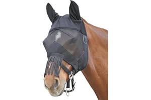 Waldhausen Fliegenmaske Premium mit Ohren und Nasenfransen, schwarz, VB