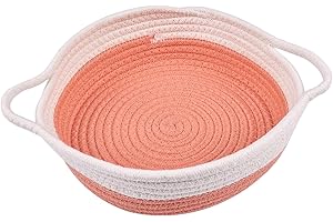 KEEYIRA Cotton Rope Woven Storage Basket, Cotton Material Blanket Organizer Basket with Handles, Baby Storage Organiser, Kitchen Insulated Basket for Fruit Plant Kids Dog Toy Gifts Bathroom Nursery Decor