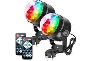 Disco Lights, Litake Party Lights 2 Pack 6W 7 Colour DJ Disco Ball Light Sound Activated Remote Control Stage Strobe Lighting for Party Bar Club Festival Wedding Show Home