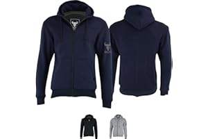 BULLDT Herren Motorrad Hoodie mit Protektoren 100% Aramid schutz Kapuzenpullover motorradhoodie Motorradjacke Schutzjacke