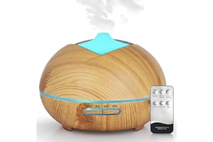 Bigqin 500ML Difusor de aceites Esenciales, Aromaterapia Difusor Aceites con Control Remoto Modo de Niebla Ajustable y 7 Luces LED de Color, Humidificador para Yoga Salon SPA Vivir,Dormir, Bañarse