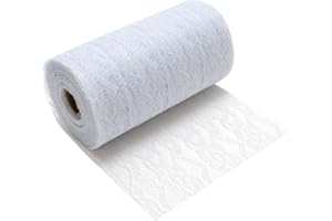 100%Mosel Tischläufer Spitze, in Reinweiß (15 cm x 20 m), zartes Tischband aus Spitze, edle Tischdeko für Hochzeit & Taufe, Festliche Dekoration zu besonderen Anlässen