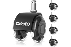 YOHOOLYO Bürostuhl Rollen 11x22mm 5er Set Stuhlrollen Drehstuhlrollen Leise und Weiche für Bürostühle Schreibtischstuhl Möbel Bodenschutzmatte jeden Boden (Nicht für 1KEA 10mm)