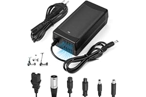 Pfloge Chargeur Scooter Trotinette Electrique, 54.6V 2A Chargeur Velo Electrique avec Ventilateur et 6 Connecteurs, Chargeur Trottinette Électrique pour Batterie au Lithium Universelle 48 V