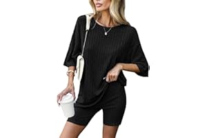 Zetieny Completi Da Donna 2 Pezzi Casual Tute da Ginnastica Jogger Set Pigiama Estivi Abbigliamento Lounge a Tinta Unita