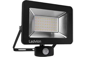 ‎LEDVION Ledvion LED Strahler mit Bewegunssensor, 50 Watt Osram LED Fluter, 6500K Scheinwerfer, 6000 Lumen, IP44 Außenstrahler mit Bewegungsmelder und Schnellanschluss