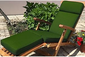 Sustainable Furniture UK Ltd – Premium Luxury Outdoor Green Steamer/Sunlounger Cushion | Length 180cm x Width 45cm | Tie back | Zip cover | Showerproof | 230g polyester - ** CUSHION ONLY **