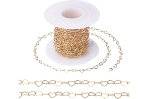 FASHEWELRY 5m/Roll Real 18K Gold Plated Heart Link Chains 3x5mm Brass Cable Chains for Choker Bracelet Necklaces Jewellery Making