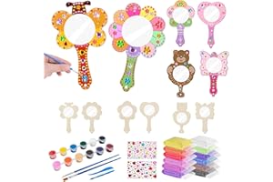 above zero Specchio in Legno Fai da Te,12 Pezzi Specchio da Principessa Bambina Artigianato, Artigianato in Legno per Bambini,Regalo di compleanno di Natale per ragazze ragazzi