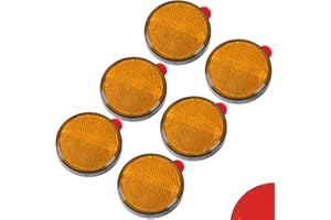 ‎AOHEWEI AOHEWEI 6 * Rückstrahler Selbstklebende Katzenaugen Reflektoren Gelb Aufkleben Seitenstrahler Runde Kreisförmige Reflektor Anhänger Sicherheit Reflex für Zaunpfosten Wohnwagen ECE-zulassung