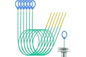 PGONLINE 6 Piezas Desatascador Fregadero Tuberias, 90cm Alambre Desatascador Ducha Tuberias, Flexible Cepillo de Limpieza para Desagüe, Tubos Cepillo en Espiral para Fregadero, Ducha, Bañera y Tuberías