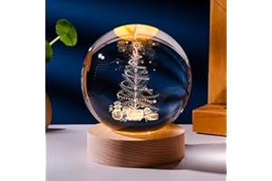 ‎REGAPOG Glaskugel Weihnachtskristallkugel Schneekugel – LED Glaskugel Deko Nachtlicht,personalisierte Kristallkugel mit 3D Weihnachtsbaum & Schneemann,stimmungsvolles Zuhause & Deko (A)