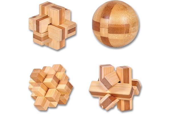 WishesMar Lot de Casse-tête en Bois 4 Pièces Classique Jouet de Puzzle éducatif Cadeau pour des Enfants et des Adulte - Casse Tete Logique Jeu Taille 5.0cm #4