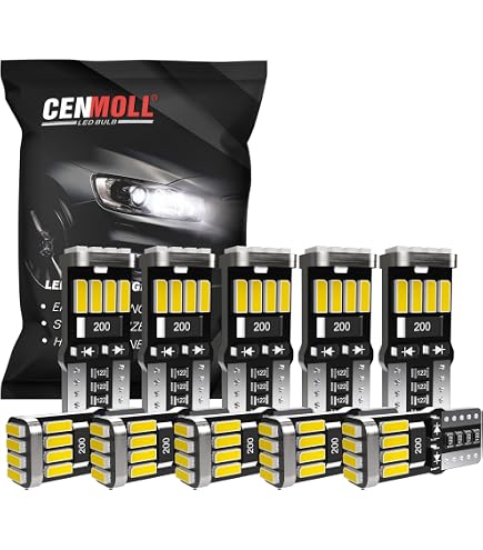 Pack De 4 Ampoules LED T10 W5W 501 194 - 30 SMD, 6500K Blanc Froid - Pour éclairage Intérieur Voiture (plafonnier, Porte, Coffre...) - 12V CANBUS - 8