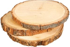 Rayher 65201000 Pack de 3 rodajas madera, 100% natural, 10-12 cm diámetro, 1 cm grosor
