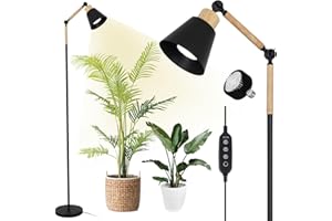 Rayofly Grow Lights for Indoor Plants, LED Grow Lights Full Spectrum, Tall Plant Light for Indoor Growing with 20W COB Plant Light Bulb, 4/8/12H Timer, Black Growth Stand Floor Lamp for Plant Seedling