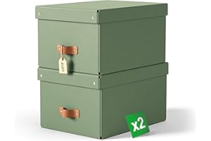 Leitz Puro, Set di 2 Scatole portaoggetti medie con Coperchio, Resistenti, Impilabili, Compatibili con mobili a Cubo e Ripiani, per Casa e Ufficio, Capacità di 17 litri, 27 x 37 x 20 cm, Verde Malva
