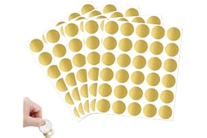 SVALOR 150 Pcs Cartes à Gratter, 25mm Autocollant à Gratter, Cartes Étiquette Rond, Scratch Card Sticker pour DIY Carte Postale Surprise Secret, Scrapbook, Fête, Cadeau - Or