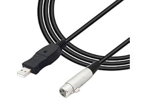 YACSEJAO Câble de microphone USB, 3 m, câble de convertisseur de lien de microphone USB mâle vers XLR femelle pour microphones, guitare ou enregistrement de karaoké chanter
