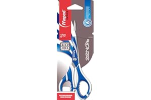 Maped - Ciseaux Zenoa Fit 17 cm - Ciseaux Adultes avec Anneaux Symétriques Ergonomique 3D - Ciseaux Ambidextres - Lamelles Décorées et Amorties Anti-Douleur - Coloris Bleu