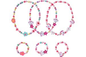 Herefun Bracelet Fille Bijoux Enfants, 6PCS Princesse Collier Bracelets Set, Bracelet Amitié Fille, Collier Bracelet Amitié Bijoux Princesse Cadeaux Anniversaire Enfant Cadeau