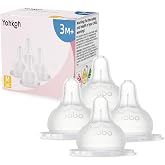 YOHKOH Natural Response Silicone Teats - 4 x Perfect Match Baby Bottle Drinking Teats with Extra Slow Flow Suitable for Newborns from 1 Month BPA-Free 3m+ M Pack of 4
