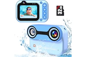 YUNLONE Appareil Photo Numérique Etanche 10FT 1080P Full HD 26MP Camera Etanche, 10X Zoom Numérique Caméras Étanches pour Plongée en Apnée, Selfies sous-Marins, Natation, Plage, Parc Aquatique - Bleu