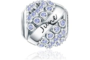 FOREVER QUEEN Charms Naissance pour Bracelet - Breloques Ajourés de Perles en Argent Sterling 925, Charms Joyeux Anniversaire pour Bracelet et Collier Fête des mères FQ0004