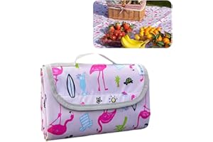Mecmbj Manta Picnic Impermeable, Manta Playa a Prueba de Arena 200x150cm con asa, Manta de Camping Plegable Grande, Manta de Playa portátil al Aire Libre para Playa, Camping, Parque (Rosa)