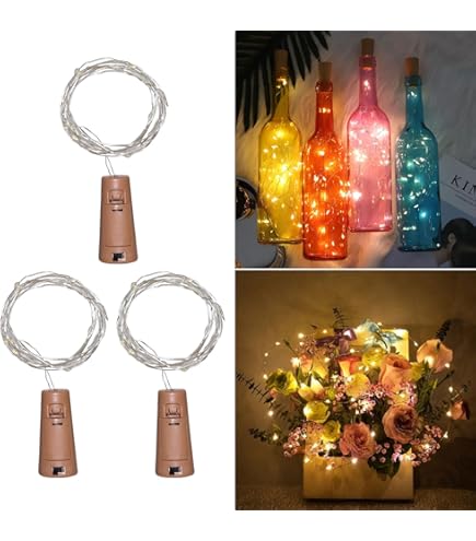 LEECOCO 18 PCS Bouteille De Vin Lumière 2 M 20 LED, Guirlande Lumineuse En Liège, Chaîne Lumineuse De Fée,Guirlande Lumineuse LED, (18 Pièces Blanc Chaud