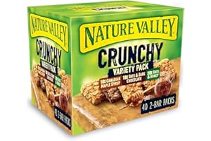 Nature Valley Crunchy, Barritas de Avena 100% Pack Multisabores, 40x42gr (2 barritas por paquete)