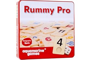 Aquamarine Games Rummy Pro, Juego de Mesa Clásico con Fichas de Resina, Incluye 4 Atriles y Bolsa