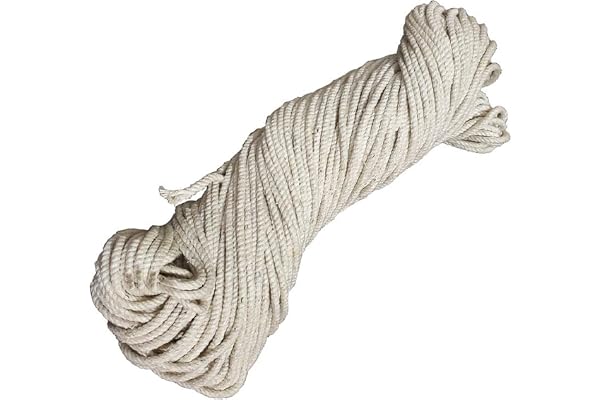 Pure Source India Cloth Line Cotton Rope Braided, for Drying Clothes, 10 Mtr (Natural White)