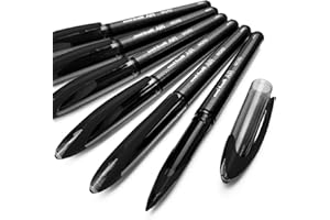 Uni-Ball Aire Micro - 0.5mm Fina Rollerball - Pack de 6 - Negro - UBA-188-M
