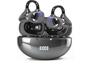 SHIJIAET Clip on AI Translation Bluetooth Earbuds 144 Language Translation Headphones 4-in-1 Translator Headsets，50H play，Sports Bone Conduction Earphones Suitable for Small Ears and Eyeglass Wearers