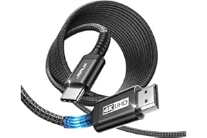 JSAUX Kabel USB C na HDMI, 5 m, USB typu C na HDMI 4K UHD (kompatybilny z Thunderbolt 3), kompatybilny z iPhone 17/16, MacBook Pro 2018, MacBook Air/iPad Pro 2018, Galaxy S25/S24/S23/S10/S9, czarny