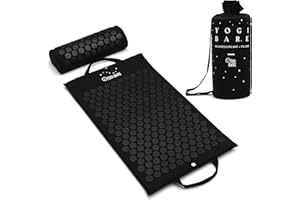 YOGIBARE Yogi Bare Acupressure Massage Mat and Pillow Set - Natural Pain Relief for Neck, Back, Shoulders & Headaches - Feet & Body Massager for Muscle Relaxation & Stress Relief - Yoga Accessories - Black