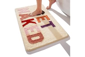 QJHOMO Get Naked Bath Mat Beige - Soft Microfiber, Non Slip Mat, Machine Washable - 40 x 60 cm