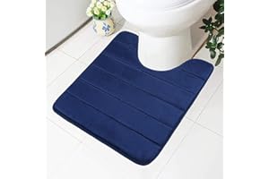 Homaxy - Tapis de bain en mousse à mémoire de forme - Support antidérapant - Doux - Absorbant l'eau - Pour WC et salle de bain, Mousse à mémoire de forme, bleu marine, 50 x 60 cm