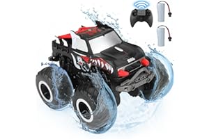 KADAYAYA Veicolo anfibio auto telecomandata 1:20 RC Monster Truck 4WD impermeabile fuoristrada 2,4 GHz All Terrain Offroad RC Truck giocattolo regalo per ragazzi dai 6 7 8 9 10 anni (rosso)