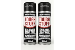 HitlineUK 2 x 400ml Matt Black Spray Paint – Multi-Surface Aerosol for Metal, Wood, Plastic – Quick Drying, Durable Matte Finish – Pack of 2